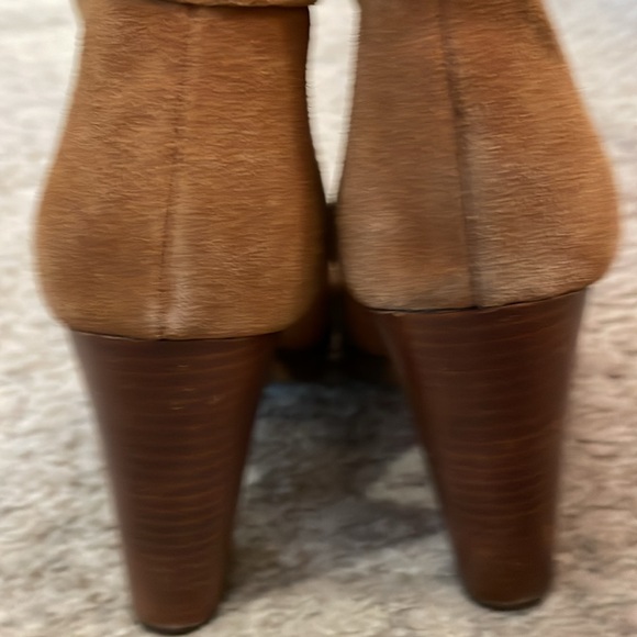 Cognac brown suede 70s-style couture knee-high boots, size 7 - Picture 4 of 6